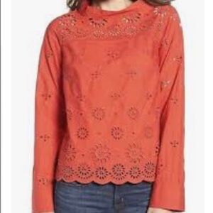 Jcrew eyelet funnelneck shirt